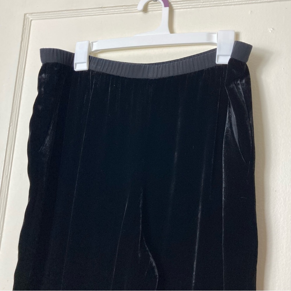 Eileen fisher black velvet pull on taper leg pants womens L rayon silk blend - Picture 3 of 9